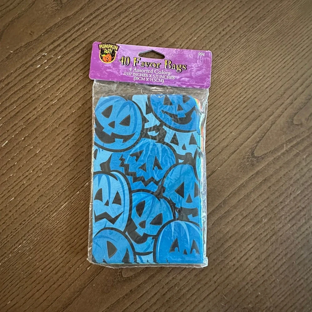 Pumpkin Party Halloween Favor Bags 40 Count Assorted Colors Jack O Lantern Bags